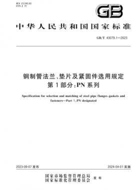 鋼制管法蘭、墊片及緊固件選用規(guī)定 第1部分：PN系列國標(biāo)/T 43079.1-2023